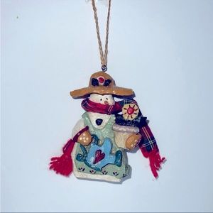 Kurt Adler Snowman With Flower Pot Hanging Christmas Ornament Folk Art Gardener